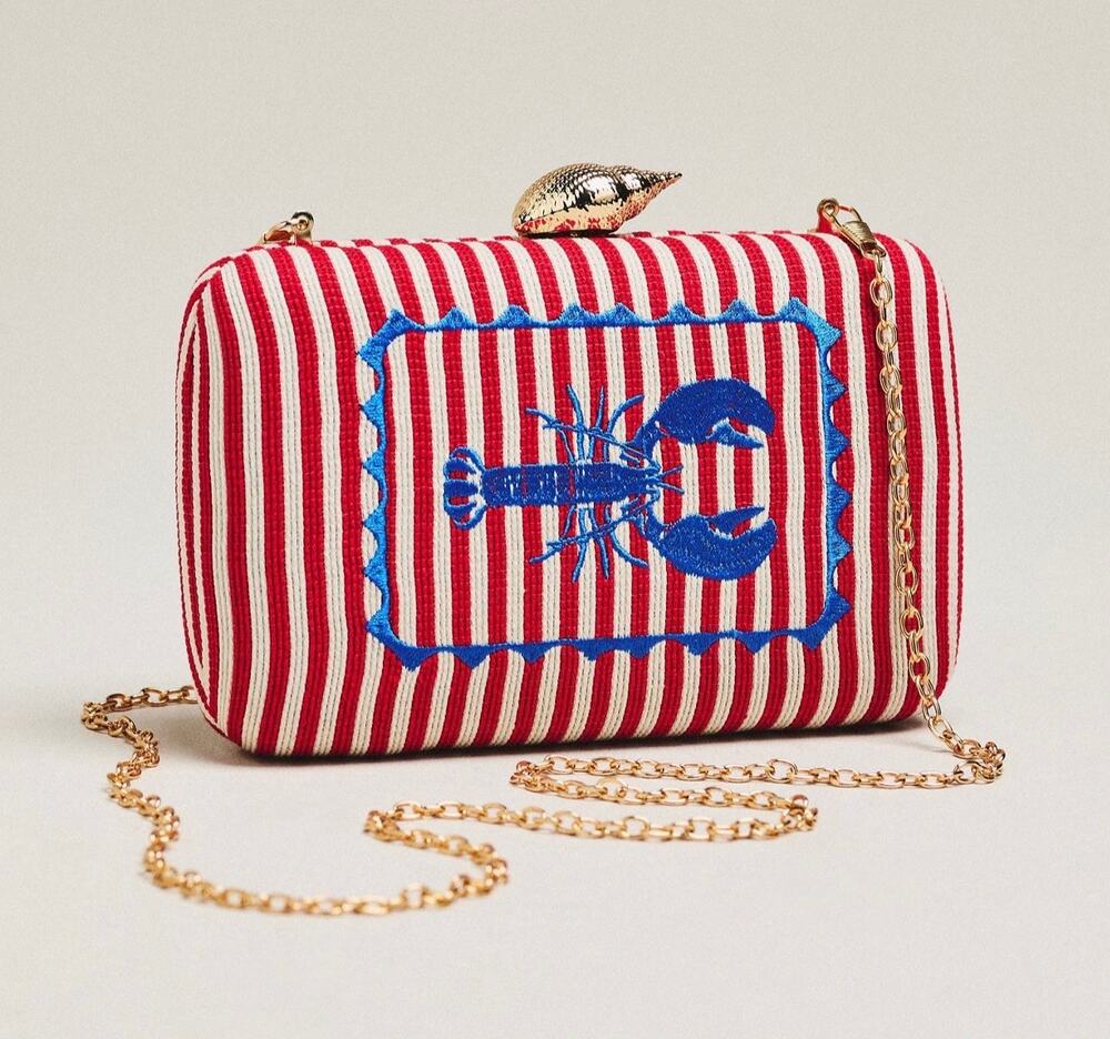 Anthropologie Shiraleah Lobster Icon Minaudiere Clutch Purse Crossbody NWT Red